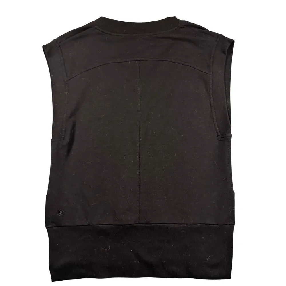 Athleta Retroberry V-Neck Sleeveless Sweatshirt Tee Black Women's - Size XS - Picture 6 of 9